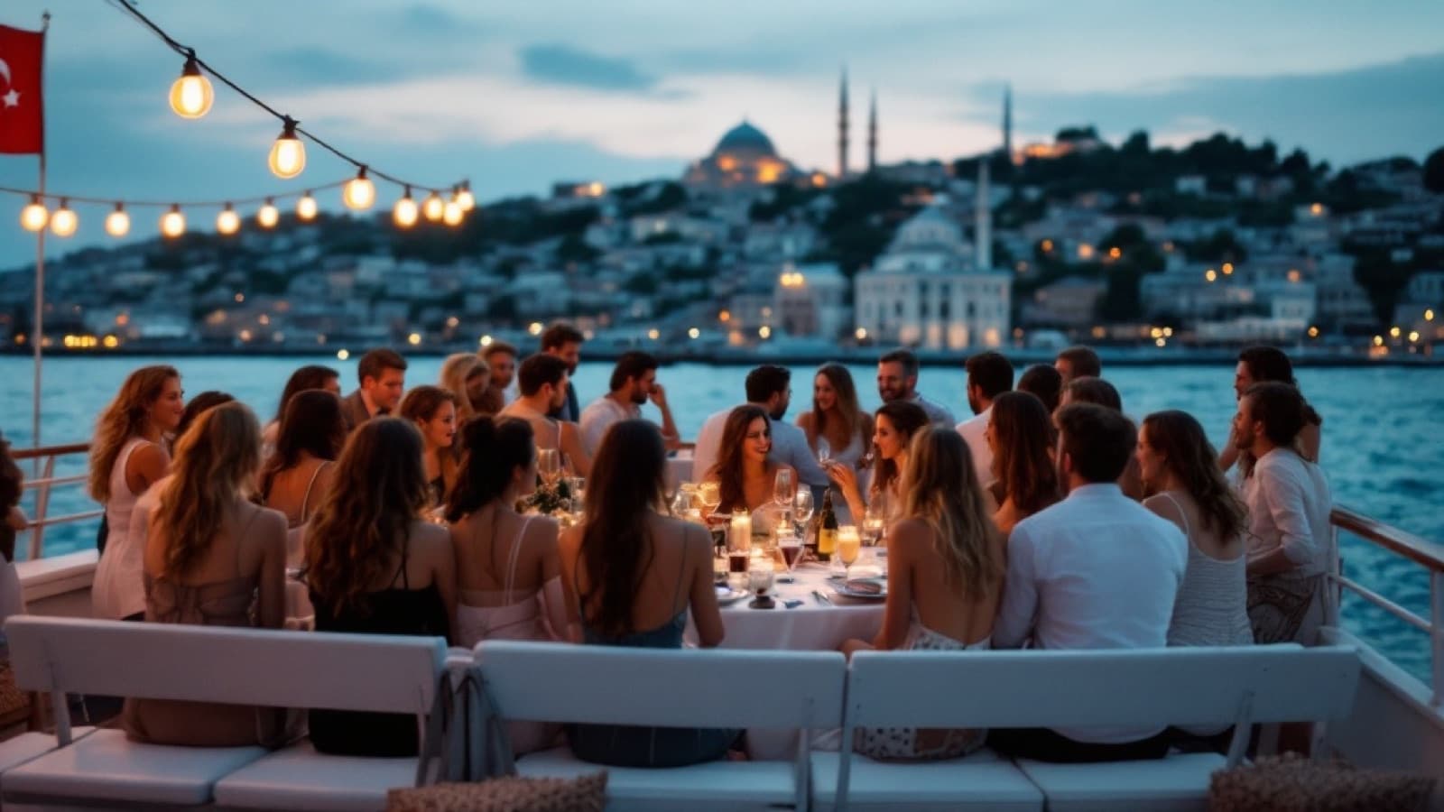 A dinner cruise on the Bosphorus at dusk