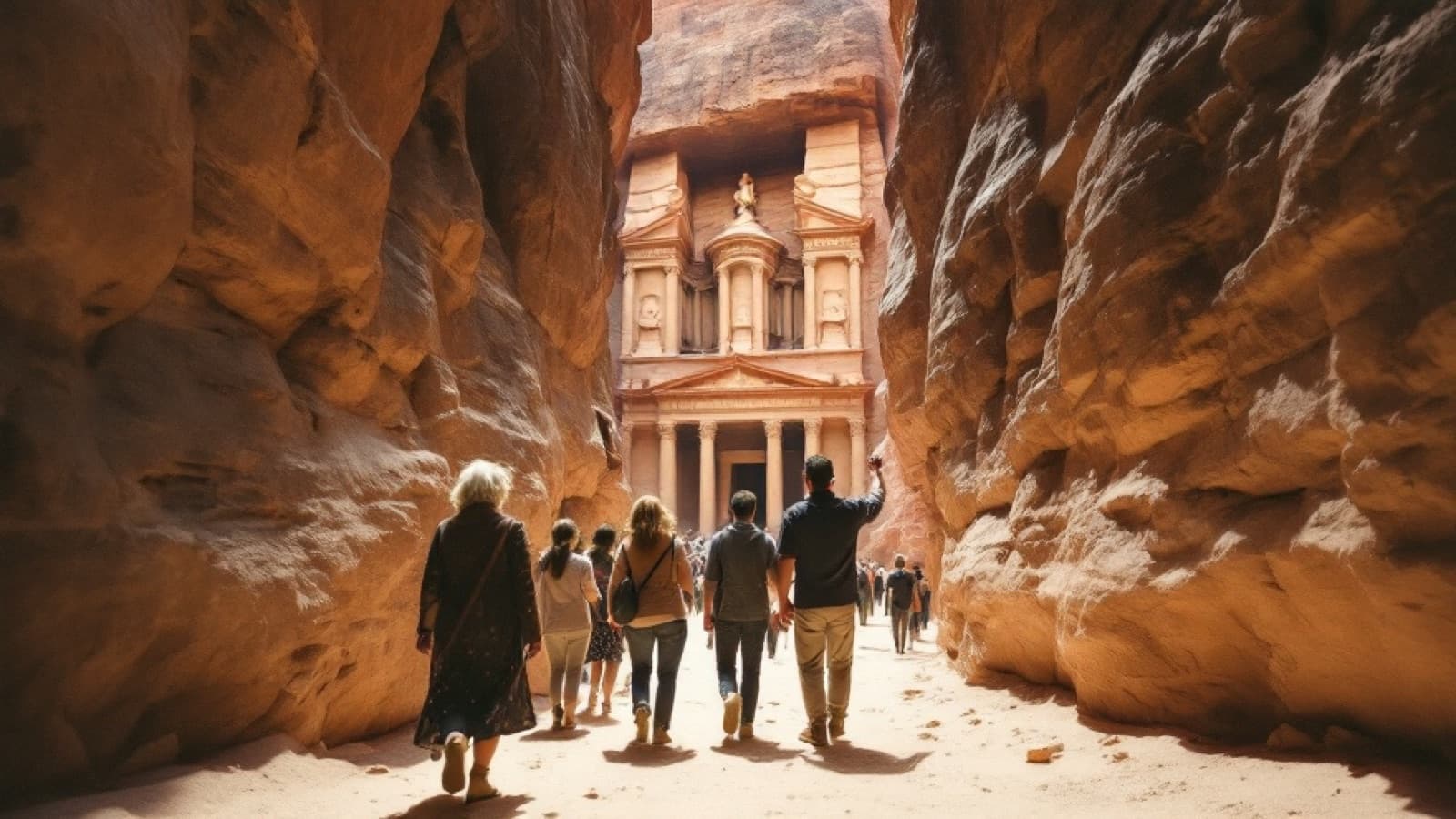 Walking the Siq toward the Treasury at Petra